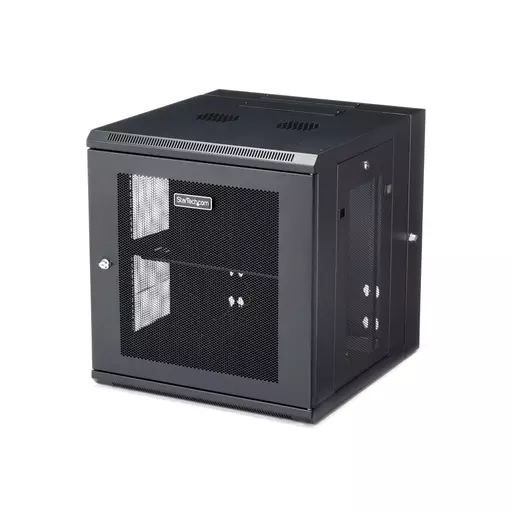 StarTech.com 12U 19" Wall Mount Network Cabinet - 20" Deep 4 Post Hinged Locking IT Computer Equipment Enclosure w/Shelf - Flexible Vented Switch Depth Data Rack Cisco 3850, 2960 Series