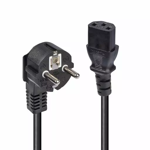 Lindy 3m Schuko 2 Pin Plug to IEC C13 Power Cable, Black