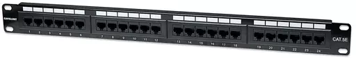 Intellinet Patch Panel, Cat5e, UTP, 24-Port, 1U, Black