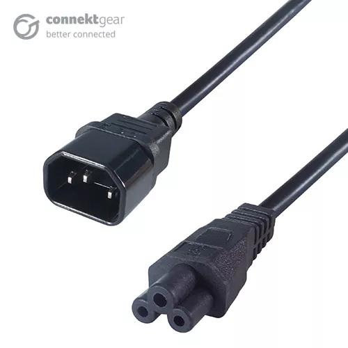 connektgear 15cm Mains Power Adapter C14 Plug to C5 (Cloverleaf) Socket