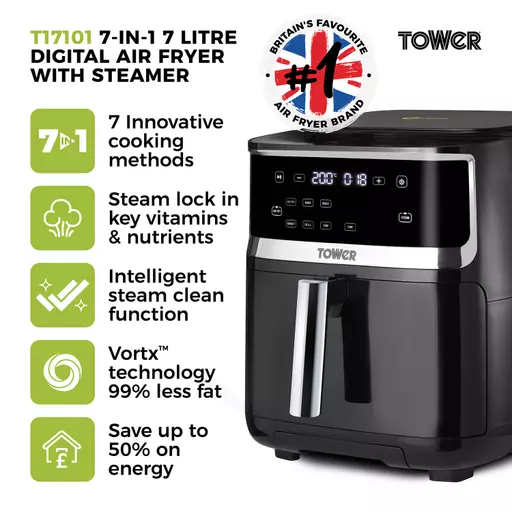 Tower 7 Litre Manual Air Fryer with Vizion Viewing Window ‎- T17071 – Kevin  McAllister Electrical