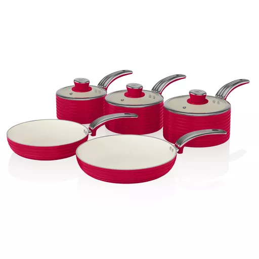 Retro 5 Piece Pan Set Red