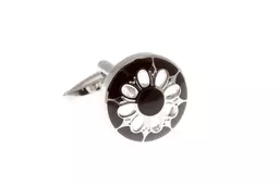 Cut Out Flower Black Enamel Cufflinks