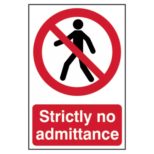 ASEC `Strictly No Admittance` Sign 200mm x 300mm