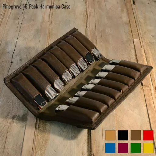 Sixteen-Pack Leather Harmonica Case