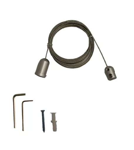 Single 2m Satin Ceiling Wire Sign Holder Kit