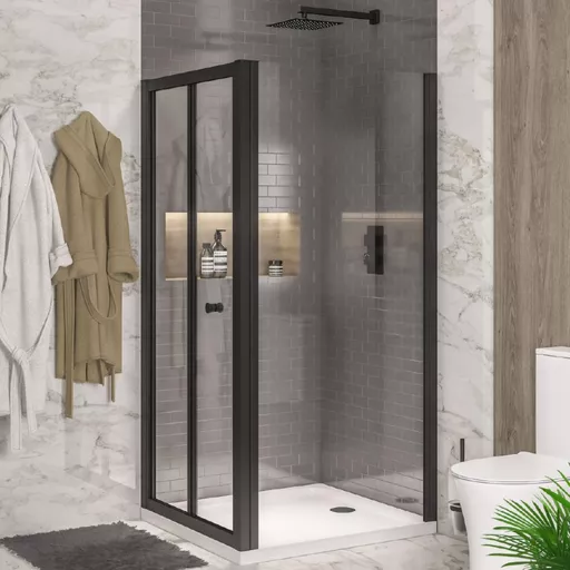 Volente 1850 x 700mm Side Shower Panel (6mm Thick) - Matt Black