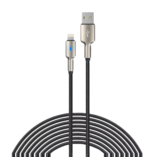 Devia - 1.5m (2.4A) Nylon Braided USB to Non-MFi Lightning LED Indicator Cable - Black