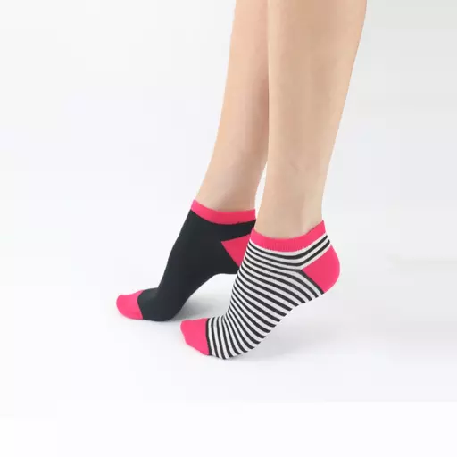 Pretty Polly BAMBOO LINER SOCKS  Stripes/Plain  Black/Pink/White  One Size (4-8)