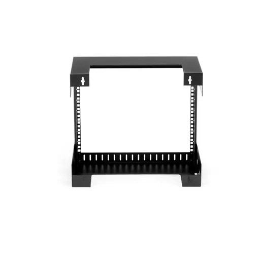 StarTech.com 8U 19" Wall Mount Network Rack - 12" Deep 2 Post Open Frame Server Room Rack for Data/AV/IT/Computer Equipment/Patch Panel with Cage Nuts & Screws 135lb Capacity, Black (RK812WALLO)