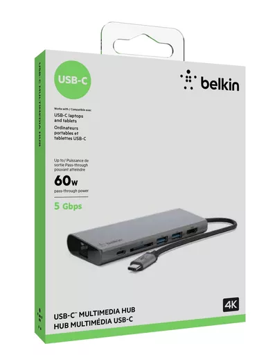 Belkin F4U092BTSGY notebook dock/port replicator USB 3.2 Gen 1 (3.1 Gen 1) Type-C Grey