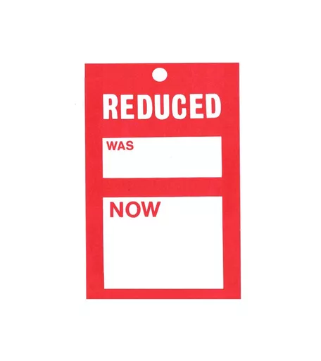 'Reduced' Hanger Tickets with Large Hole - 70mm x 120mm (Pack of 500)