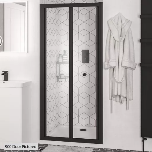 Volente 1850 x 800mm Bi-Fold Shower Door - Matt Black