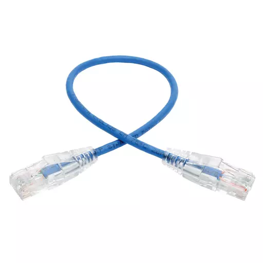 Tripp Lite N201-S01-BL Cat6 Gigabit Snagless Slim UTP Ethernet Cable (RJ45 M/M), PoE, Blue, 1 ft. (0.31 m)