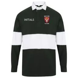 HertfordCollege_PanelledRugbyShirt_BottleGreenWhite_Front.png