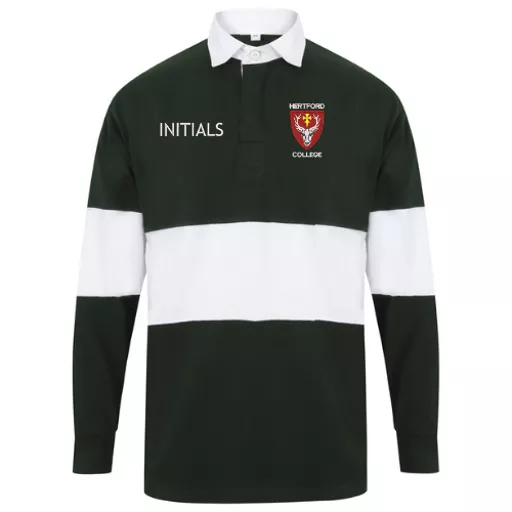 HertfordCollege_PanelledRugbyShirt_BottleGreenWhite_Front.png