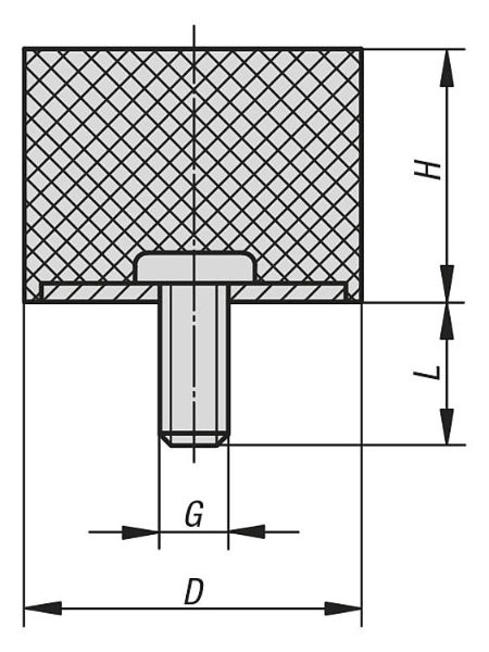 K1318 - 316 Stainless Steel Rubber Impact Buffer Medium Hardness In Grey Size M3-M10