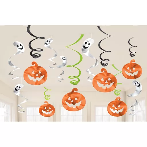 Ghost & Pumpkin Hanging Swirls