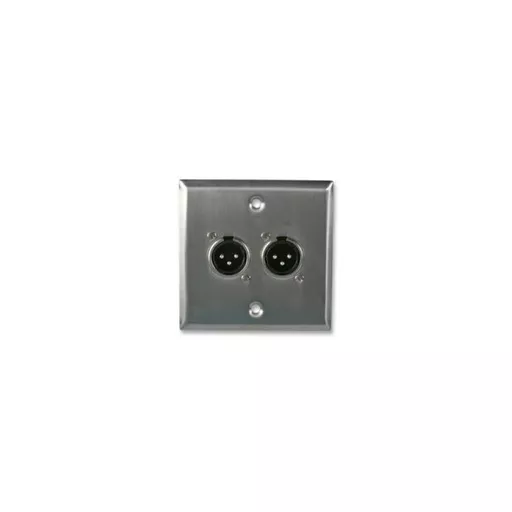 Single Gang  2 x 3-Pin Male XLR Wall Plate (Stainless Steel)