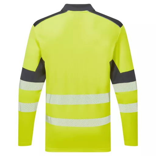 SYH-305- System-Hi-Vis-Yellow-Navy-CottonCool-Long-Sleeve-Polo-With-Segmented-Tape-Back straight on.jpg.png