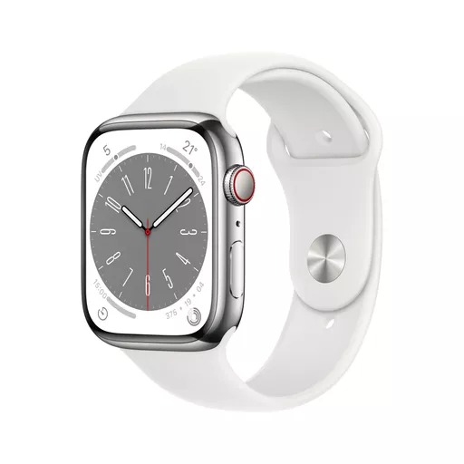 Apple Watch Series 8 OLED 45 mm Digital 396 x 484 pixels Touchscreen 4G Silver Wi-Fi GPS (satellite)