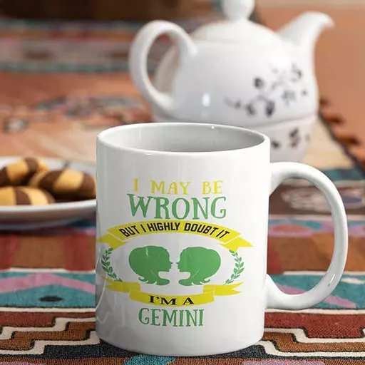 Personalised Gemini zodiac Mug – I May Be Wrong But I Highly Doubt It funny Birthday gift