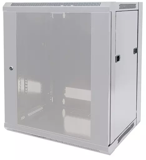 Intellinet Network Cabinet, Wall Mount (Standard), 15U, Usable Depth 510mm/Width 510mm, Grey, Flatpack, Max 60kg, Metal & Glass Door, Back Panel, Removeable Sides, Suitable also for use on desk or floor, 19",Parts for wall install (eg screws/rawl plugs) n