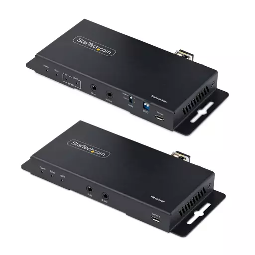 StarTech.com 4K HDMI over Fiber Extender Kit, 4K 60Hz up to 3300ft/1km (Single Mode) or 1000ft/300m (Multimode) LC Fiber Optic, HDR, HDCP, 3.5mm Audio/RS232/IR Extender, Transmitter and Receiver Kit