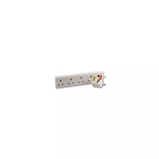 4 Gang Surge Protected UK Mains Extension Lead, White