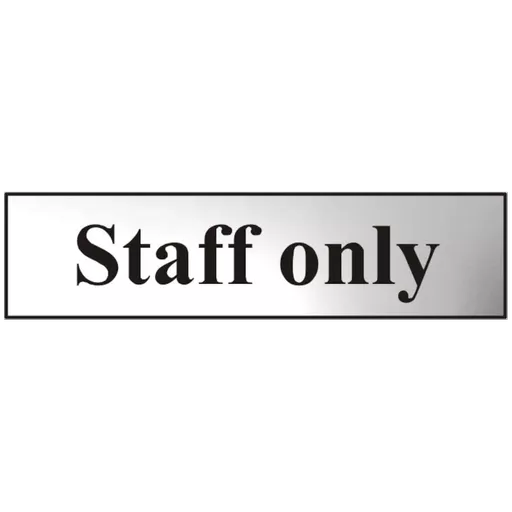 ASEC `Staff Only` 200mm x 50mm Chrome Self Adhesive Sign