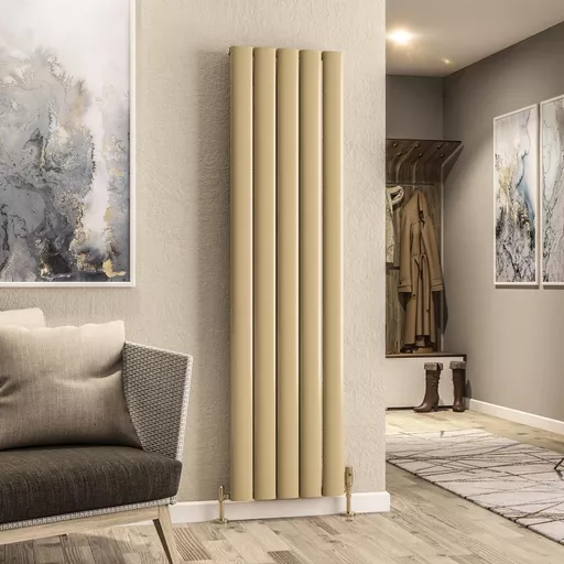 Malmesbury 1800 x 470 Aluminium Radiator Brass Effect