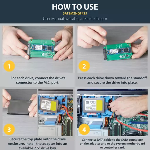 StarTech.com M.2 SSD to 2.5in SATA III Adapter - M.2 Solid State Drive Converter with Protective Housing