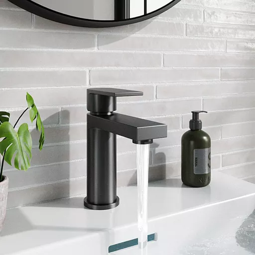 Westbury Basin Tap with Waste - Matt Black