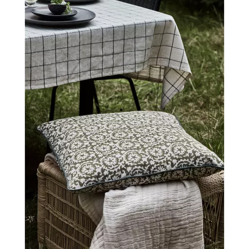 Cushion, Flow, Dark green/Off-white