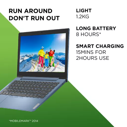 Lenovo IdeaPad 1 11IGL05 Intel® Celeron® N N4020 Laptop 29.5 cm (11.6") HD 4 GB DDR4-SDRAM 64 GB eMMC Wi-Fi 5 (802.11ac) Windows 10 Home in S mode Blue