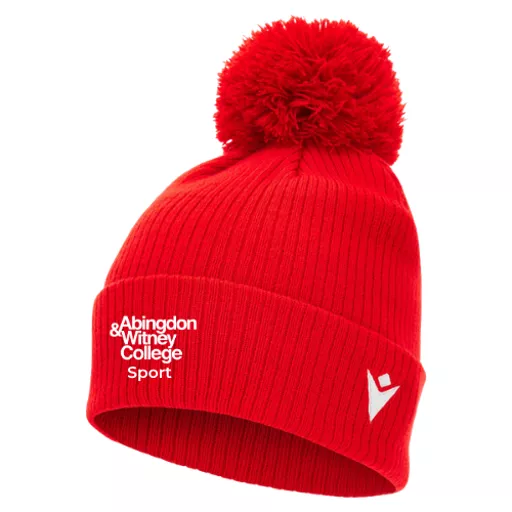 Abingdon&WitneyCollege_Sport_SnowBobbleHat_Red_Front.png