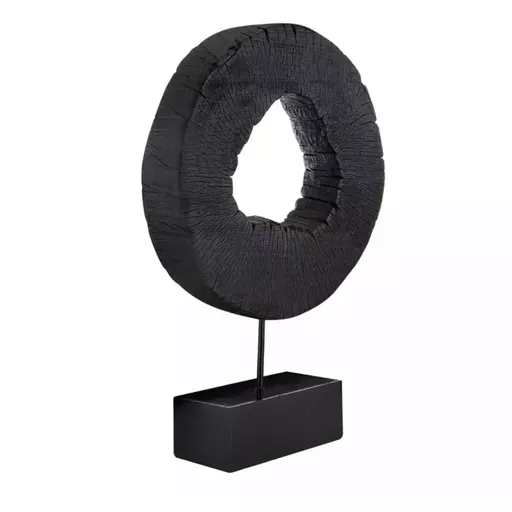 Rustic Circle Sculpture, Aleksandra, Black, Large