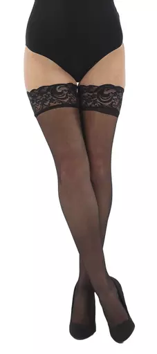Sexy Black Hold Up Stockings With Silicon Bands