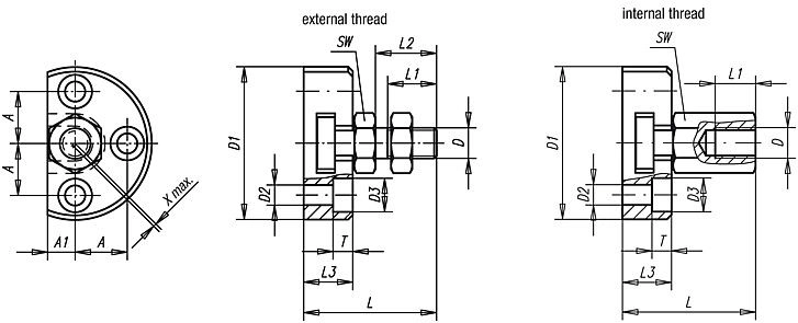 Quick-Fit Coupling With Radial Offset. M6 Thread.