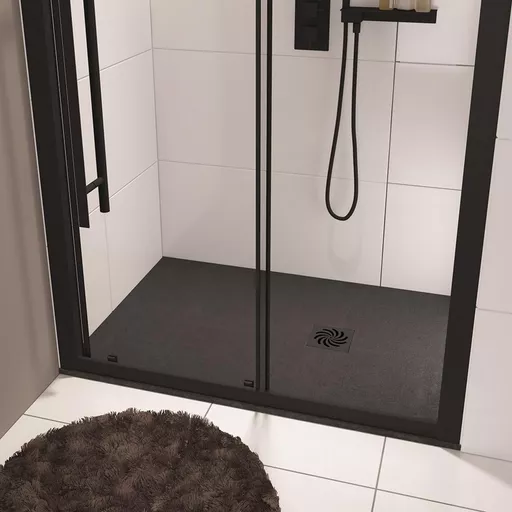 Crossland  1200 x 800mm Rectangular Shower Tray with Slate Finish - Black