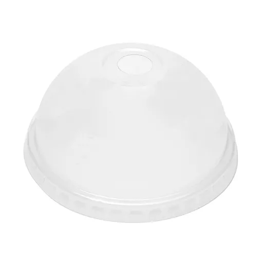 CLEAR DOME LID WITH HOLE FOR SMOOTHIE CUP RPET (98MM) - (1X1000)