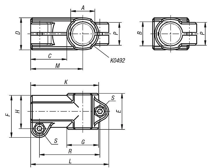 T Tube Clamp. To Suit 18mm Round Tubes. Plastic.