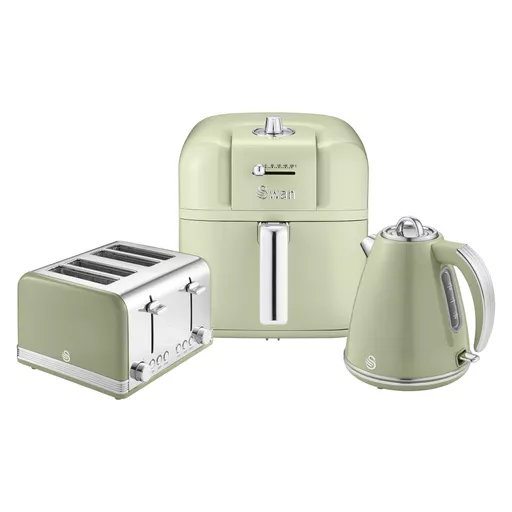Retro 4 Slice Toaster, Cordless Kettle and Air Fryer Bundle in Cream