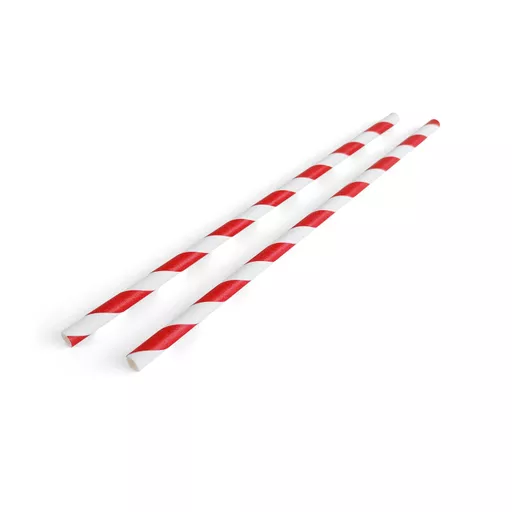 6 x 200mm Paper Straw Red/White