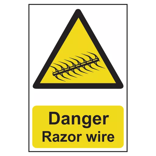 ASEC `Danger: Razor Wire` Sign 200mm x 300mm