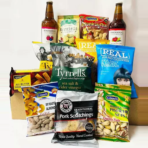 Rekorderlig (Swedish Cider) and Snacks Hamper with Personalised Message