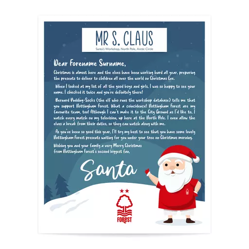 Nottingham Forest FC Personalised Letter from Santa