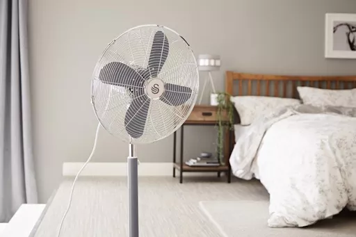 16" Retro Grey Stand Fan