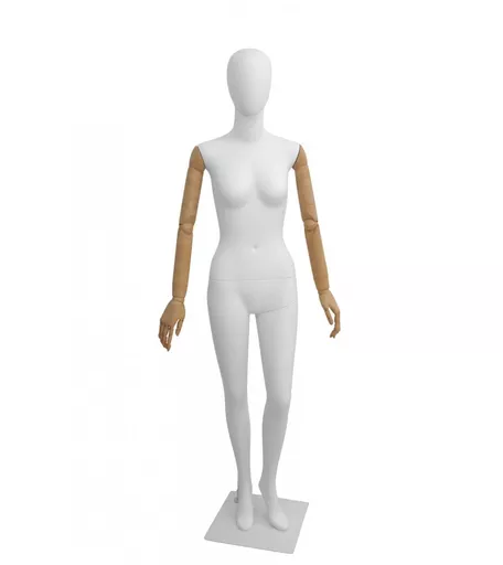Matt White Faceless Female Mannequin with Articulated Arms
