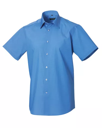 Men's Short Sleeve Polycotton Easy Care Tailored Poplin Shirt